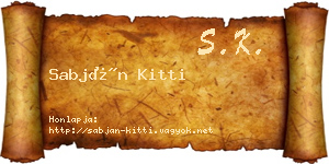 Sabján Kitti névjegykártya
